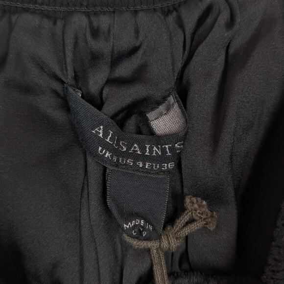 NWT All Saints Black Tia Texture Puff Sleeve Blouse Size 4 - Picture 6 of 9